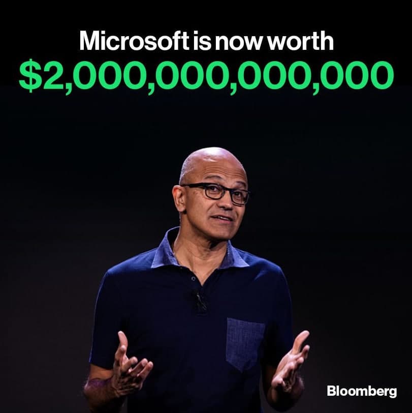 ارزش بازار مایکروسافت به ۲ تریلیون دلار رسید